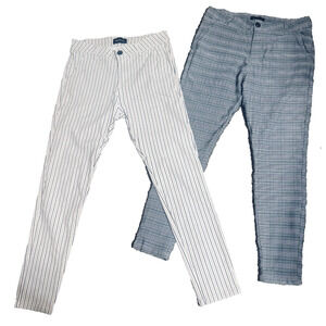 Lot Of 2 Men's Skinny Collection Fit Plaid & Striped Pants 34x30 Black White